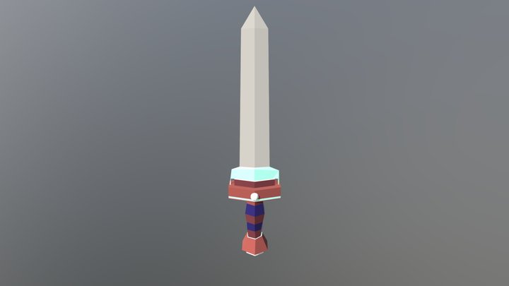 Large red and white themed sword my first model! 3D Model