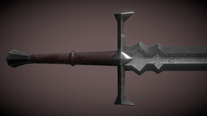 Jagged Damascus Steel Sword 3D Model