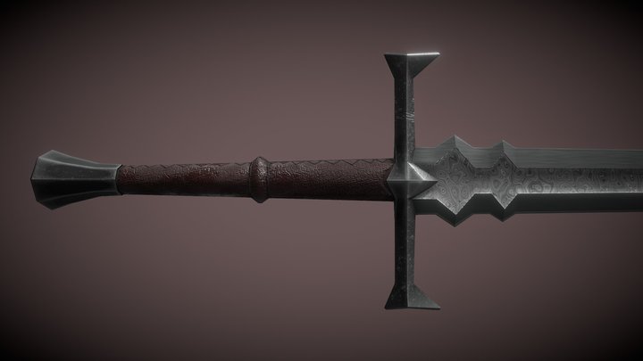 Jagged Damascus Steel Sword 3D Model