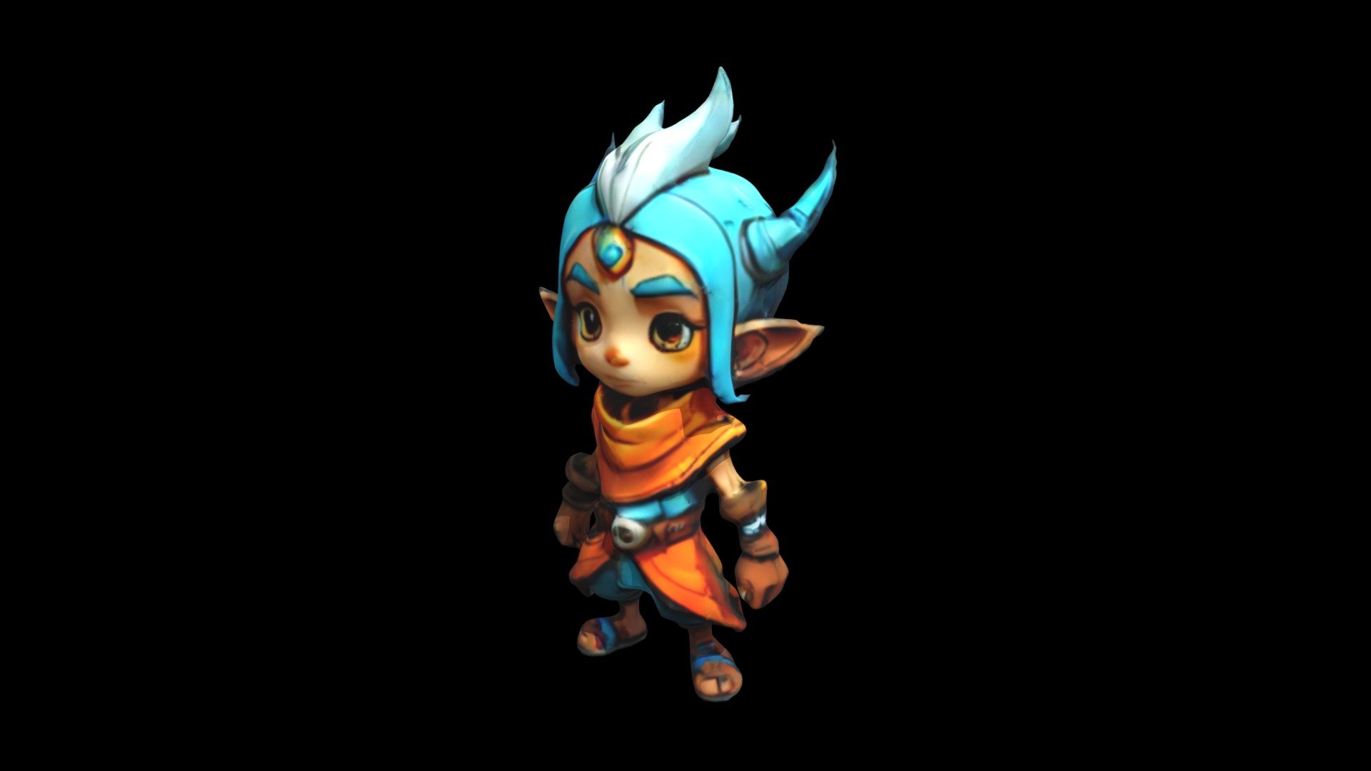 a cartoon character with horns and a blue hel - Download Free 3D model ...