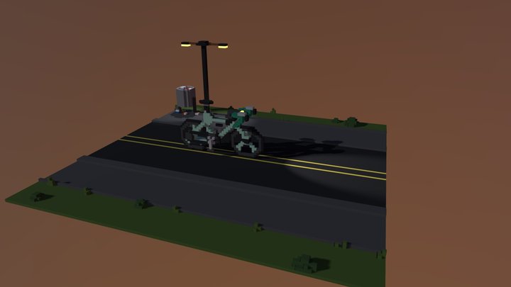 Voxel Bike Enviroment 3D Model