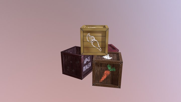 Group of Crates 3D Model