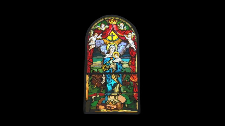 Mary and Jesus Stained Glass 3D Model