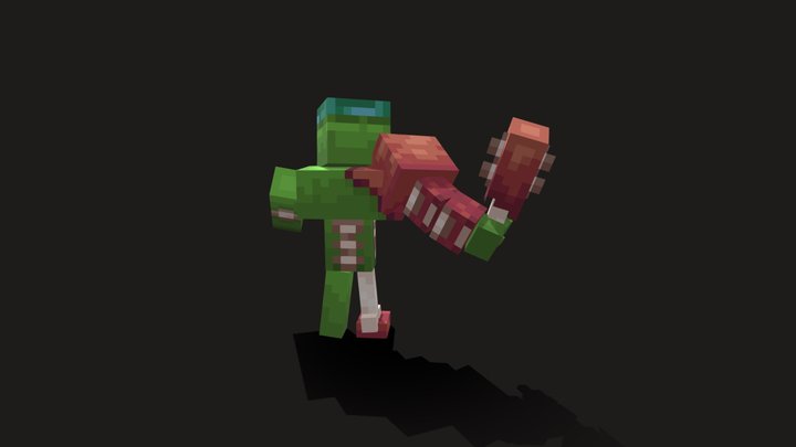 Muscled zombie attack pos 3D Model