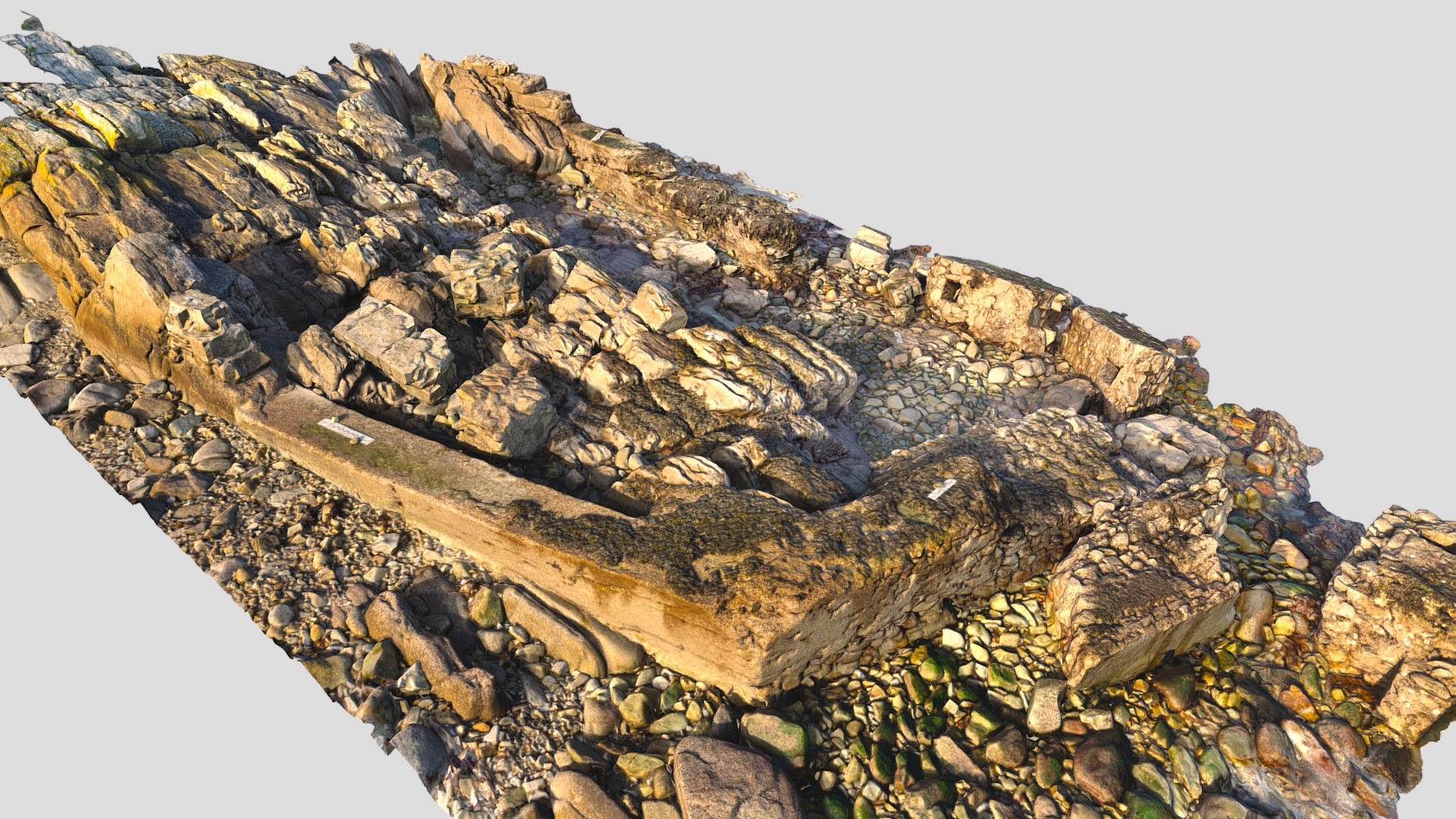 3D model Old jetty - This is a 3D model of the Old jetty. The 3D model is about a rocky cliff with a building on it.