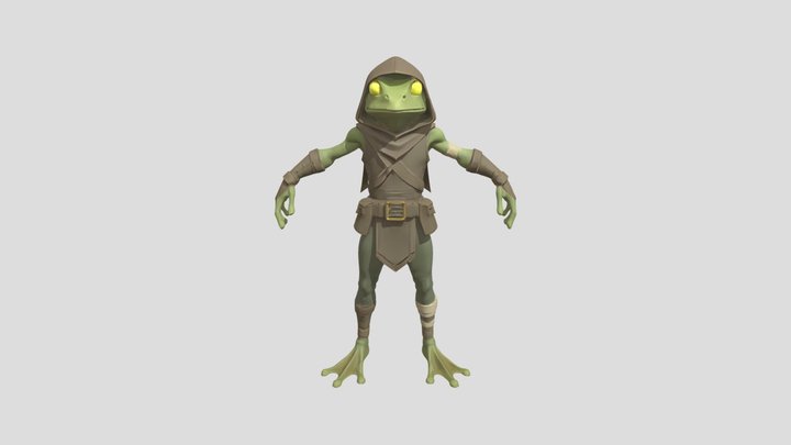 Anthropomorphic frog in rogue attire 3D Model
