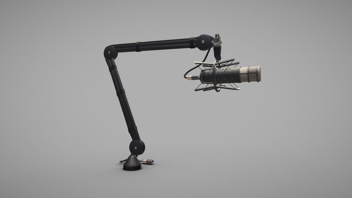 Microphone and Boom Arm 3D Model