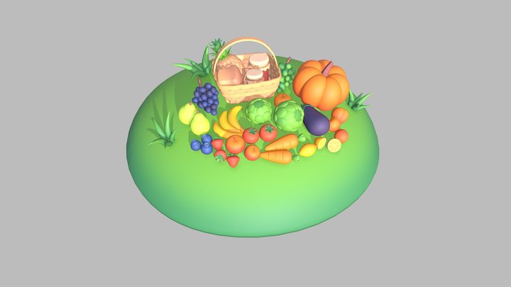 Fruits Cartoon HC 3D Model