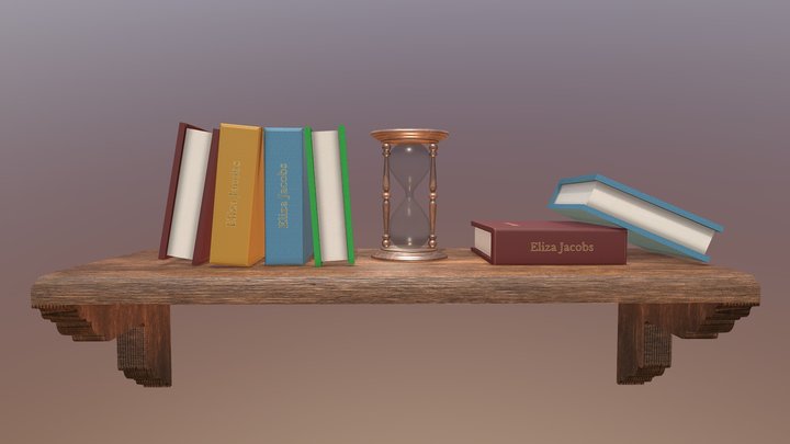 Bookshelf with Hourglass 3D Model