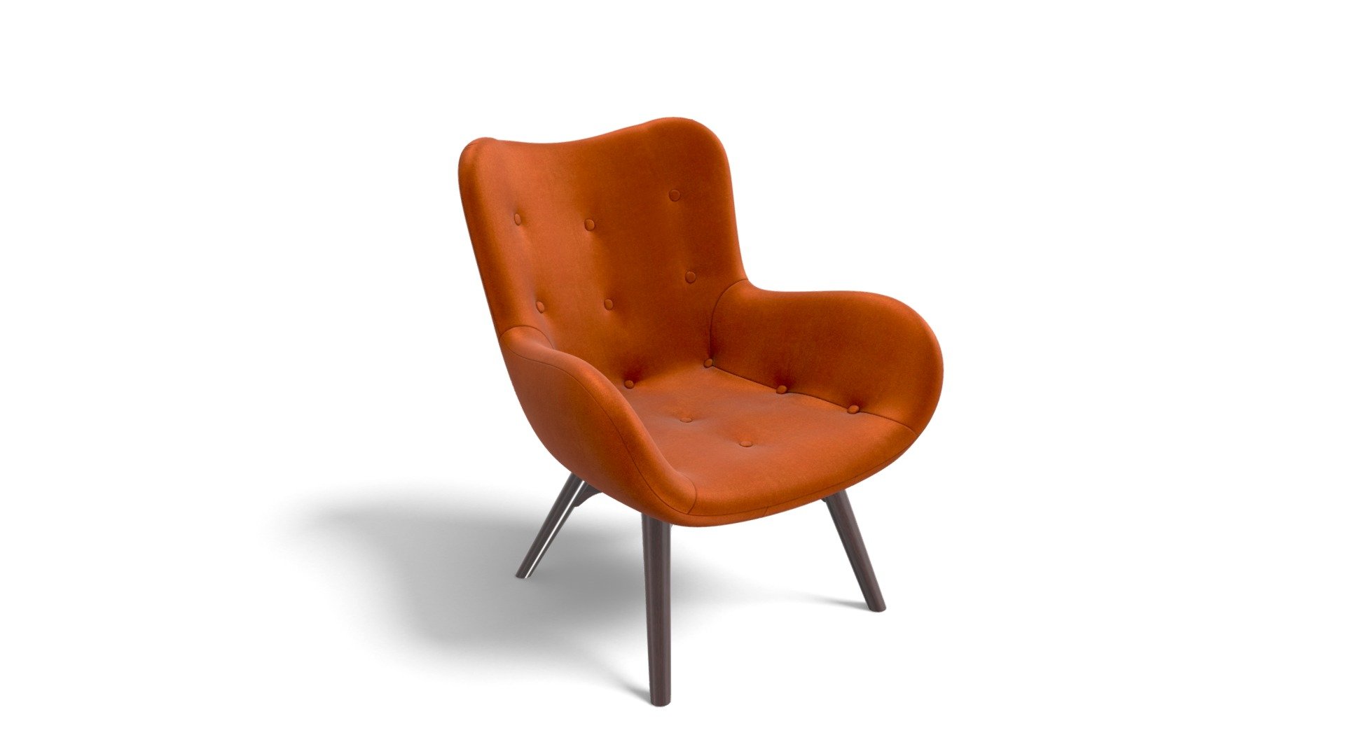 Doris Armchair,Orange Velvet with Dark Wood Legs