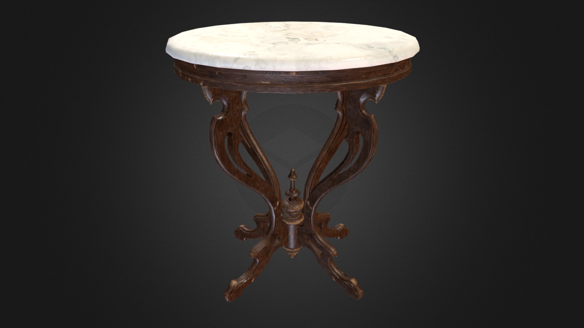 3D model Antique Pedestal Table 001 (Low Poly) V1 - This is a 3D model of the Antique Pedestal Table 001 (Low Poly) V1. The 3D model is about a wooden table with a gold top.