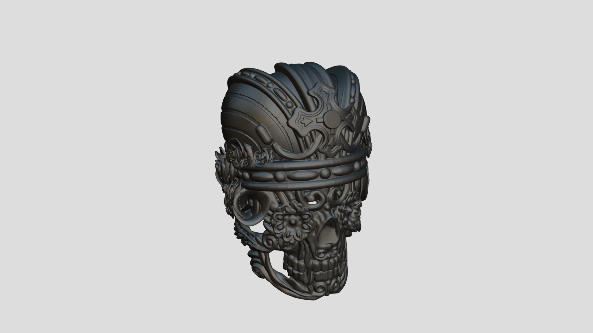 3D model Live To Ride Skull Ring - This is a 3D model of the Live To Ride Skull Ring. The 3D model is about a skull with a design.