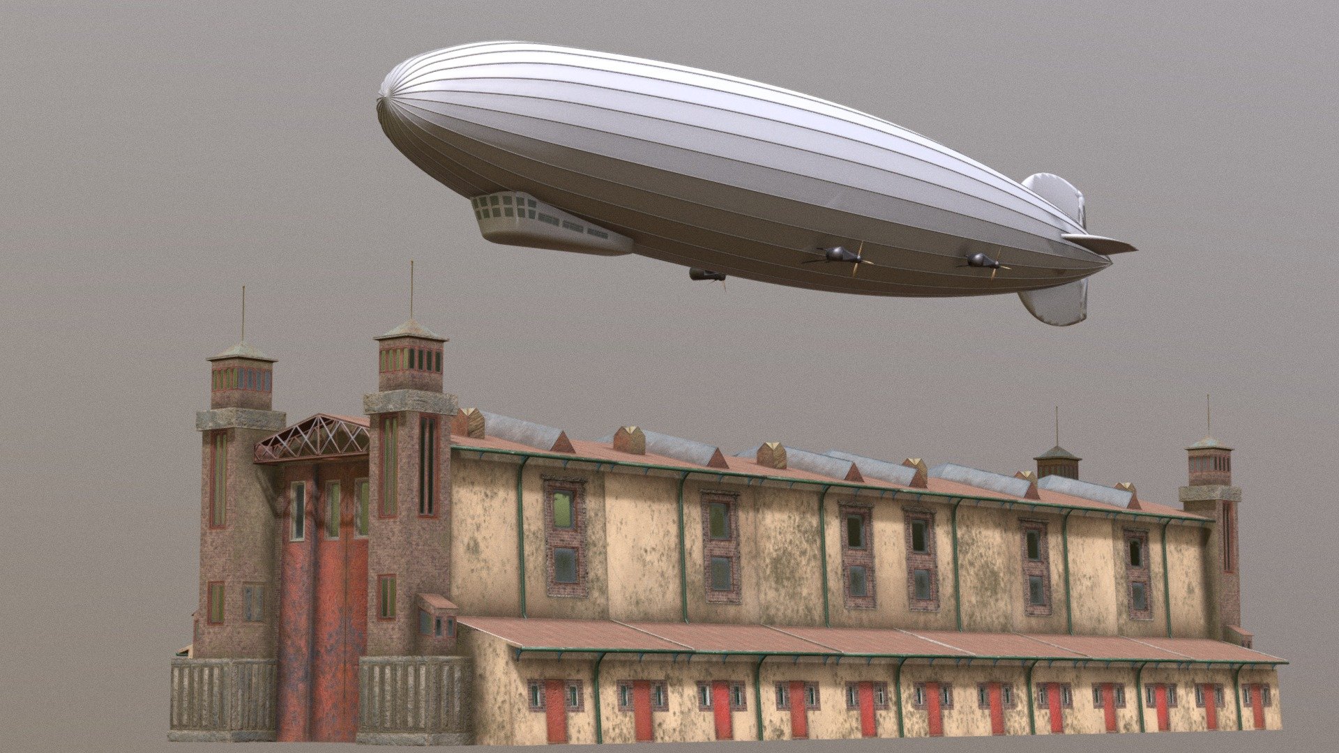 Wiener Zeppelin with Luftschiffhalle - Buy Royalty Free 3D model by ...