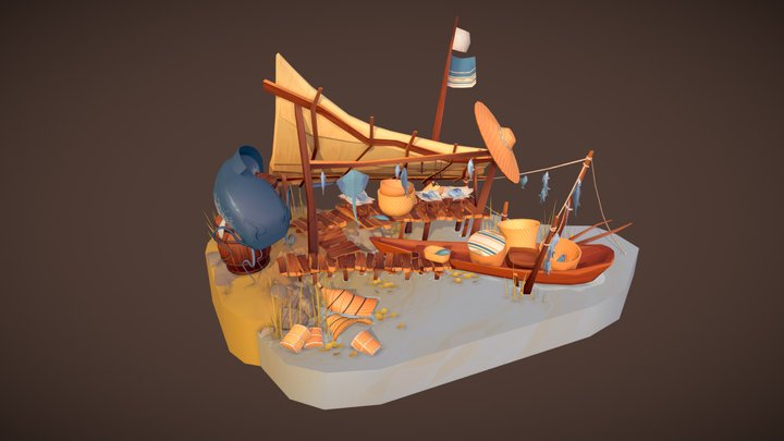 DAE bazaar - Fish Vendor 3D Model