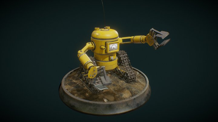 Assistant robot in dieselpunk style 3D Model