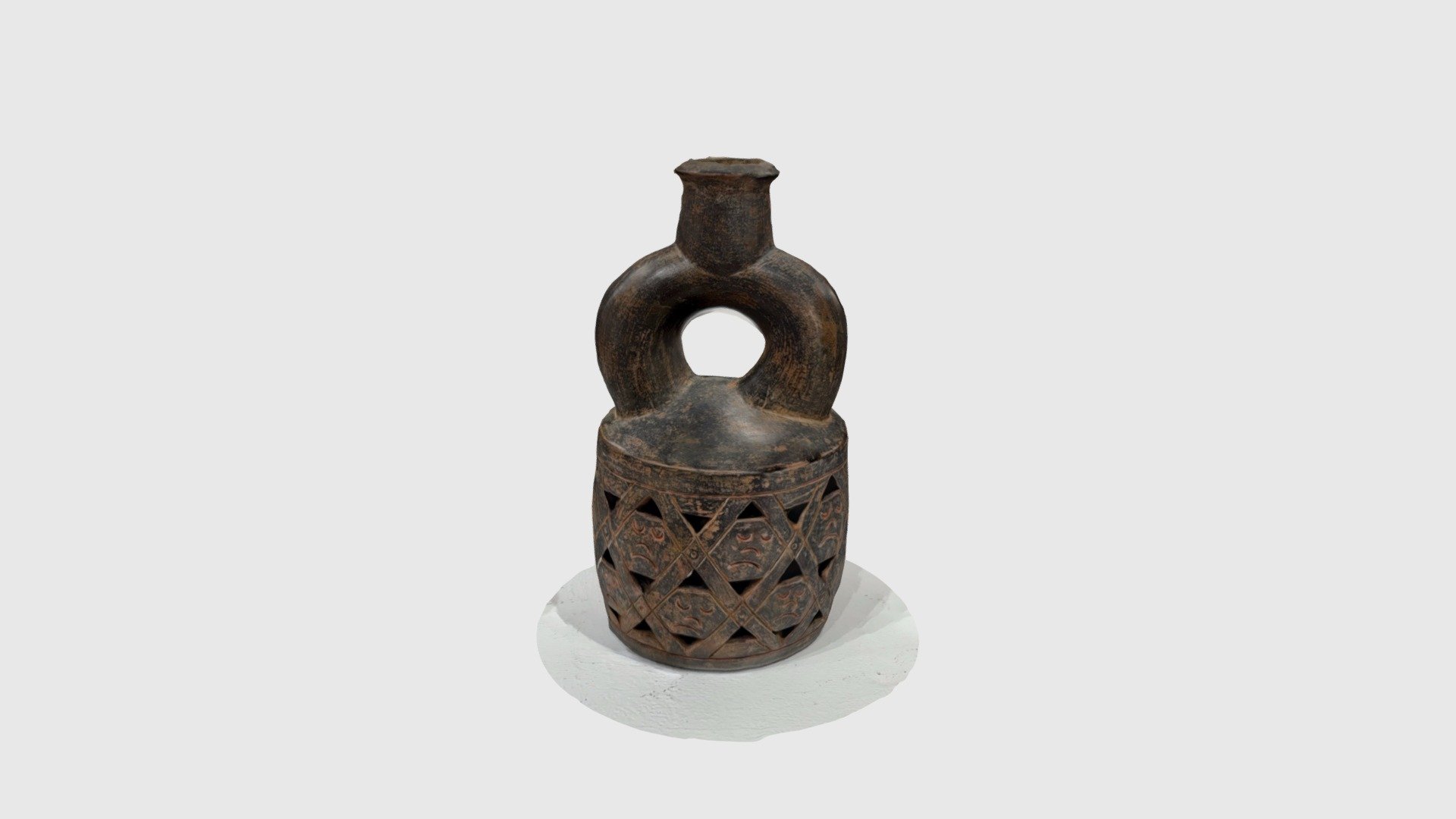 Chavin Reticulated Greyware Bottle - Download Free 3D model by ...