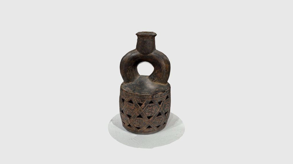 Chavin-Style Reticulated Greyware Bottle