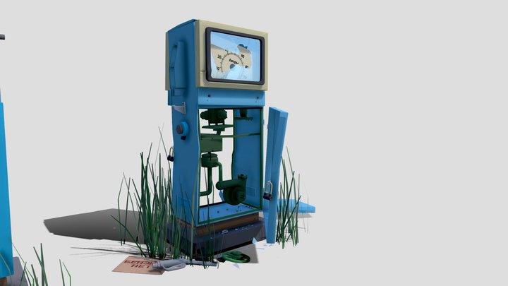 Broken Soviet gas station 3D Model