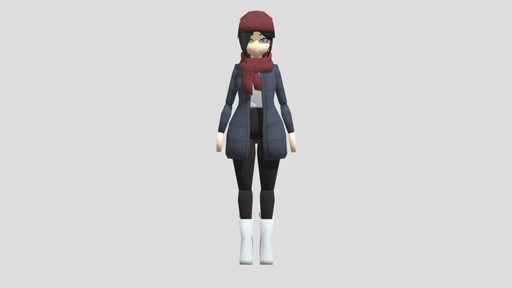 lowpoly anime girl 3D Model