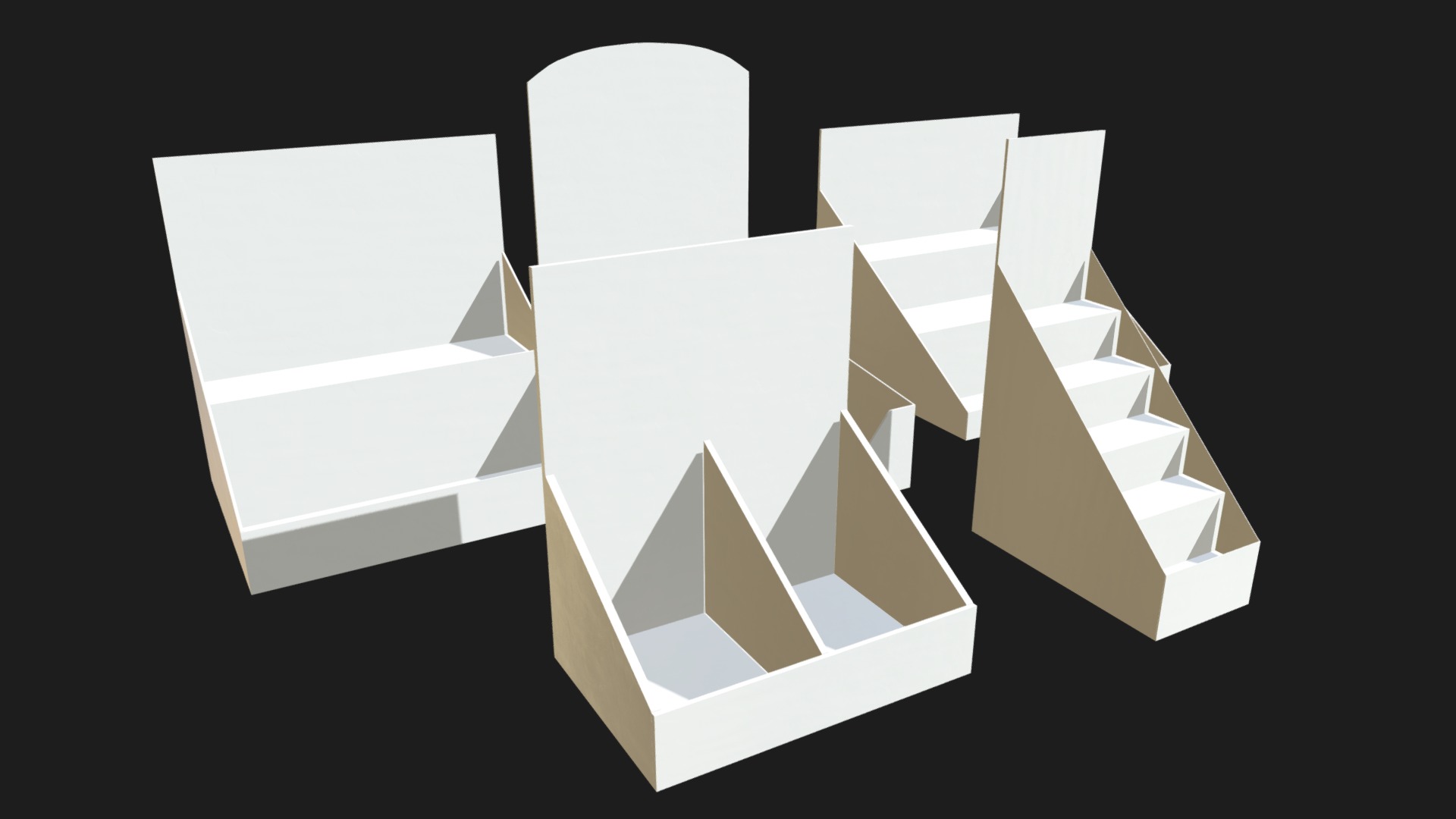 3D model Counter display mockups - This is a 3D model of the Counter display mockups. The 3D model is about a group of white cubes.