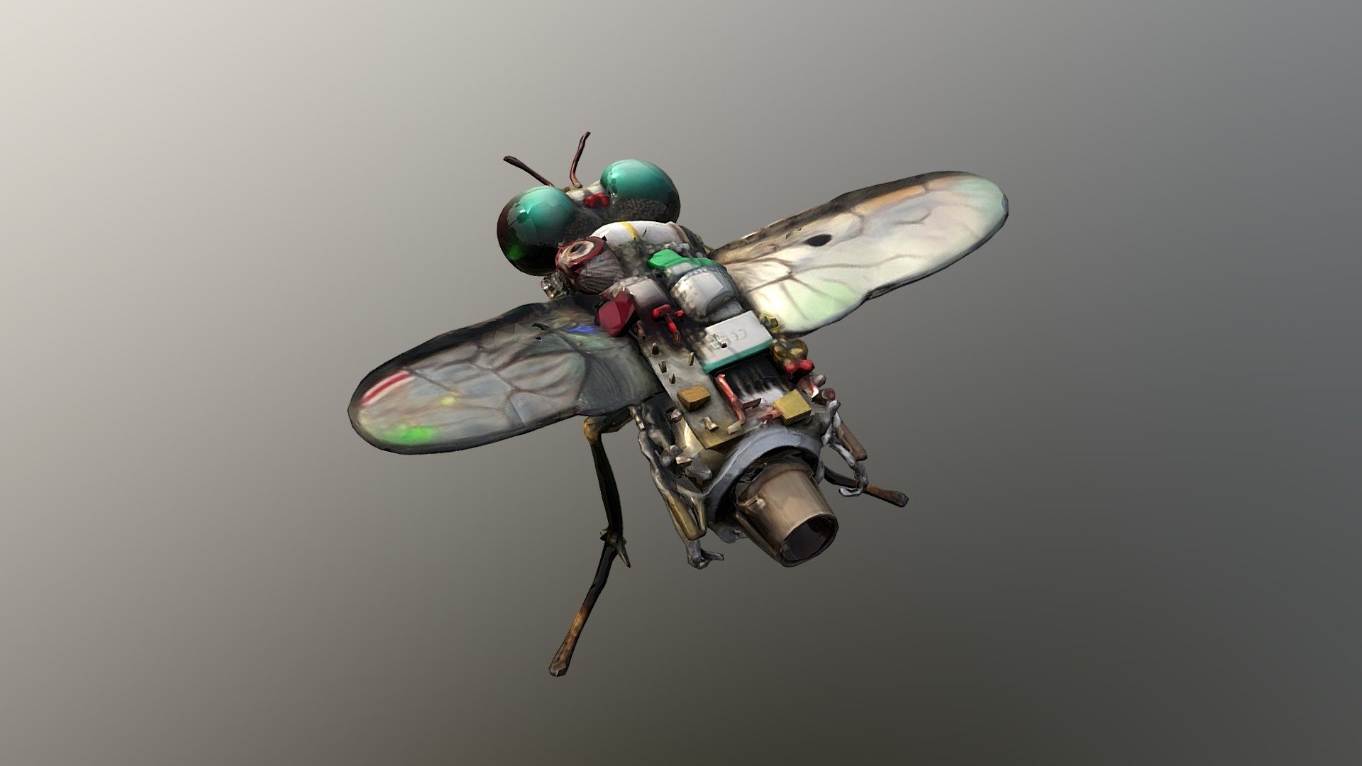 A fly made out of scrap electronic parts - Download Free 3D model by ...