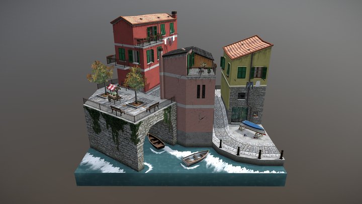 Cityscene - Riomaggiore, Italy 3D Model