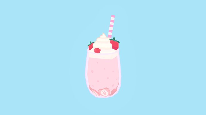 strawberry milkshake 🍓 3D Model