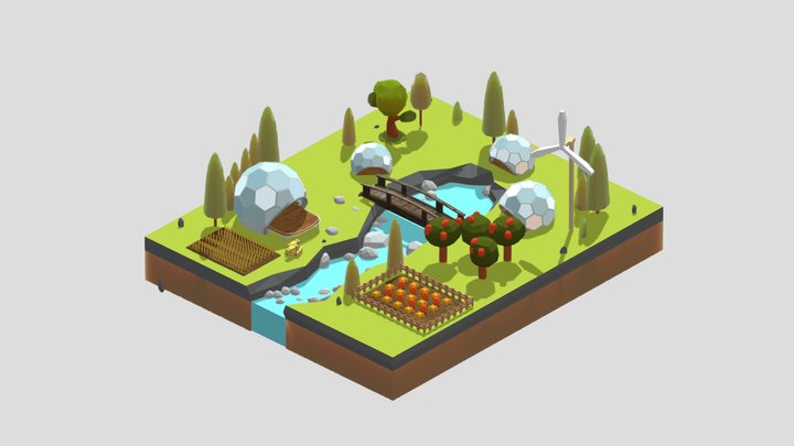 Natural Sustenance (Isometric Landscape Render) 3D Model
