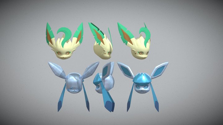 Glaceon & Leafeon Heads 3D Model