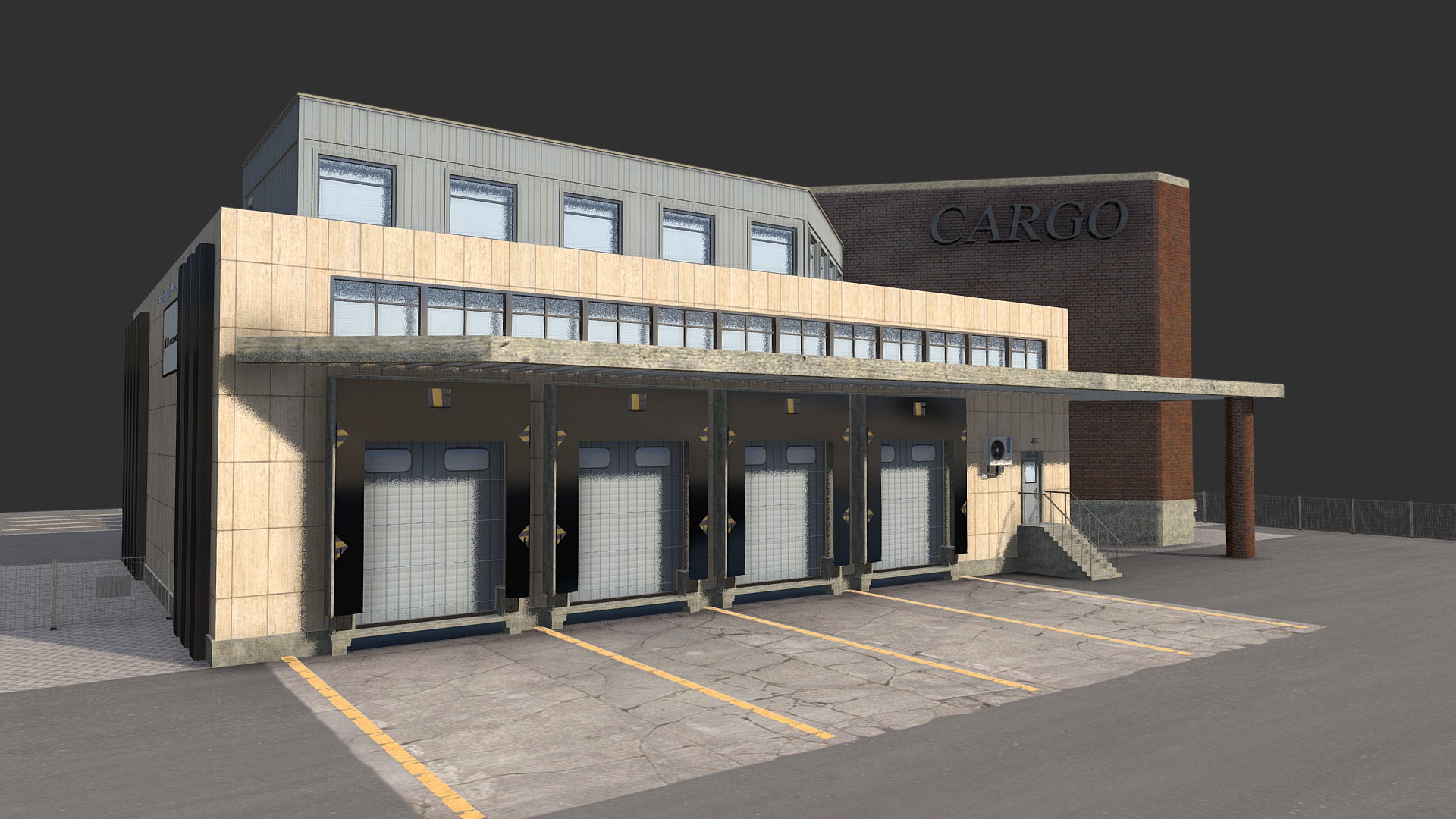 3D model Cargo - This is a 3D model of the Cargo. The 3D model is about a building with a sign on the front.