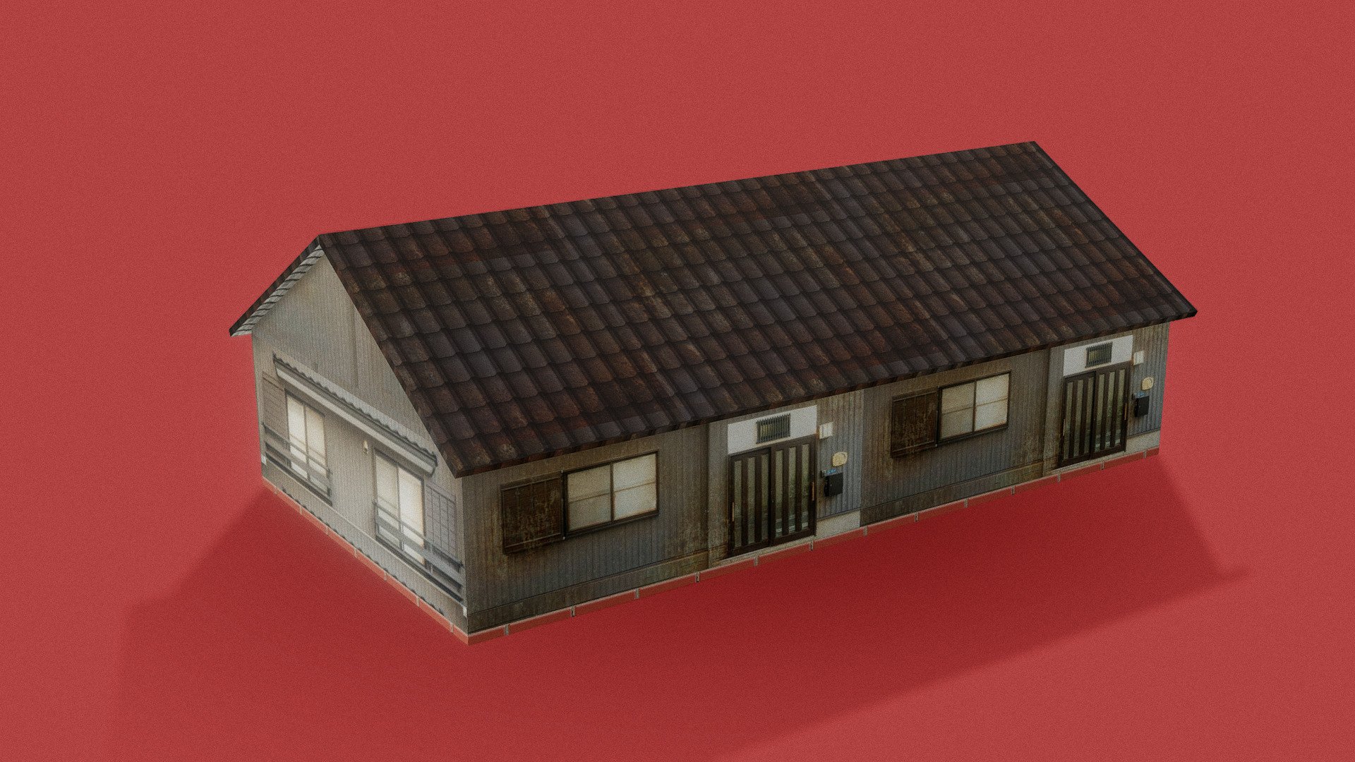 Rusted 1-Floor Japanese House – Old Lowpoly Home - 3D model by ...