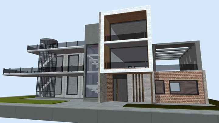 Modern luxury villa house building home – Gratis 3D-model STL