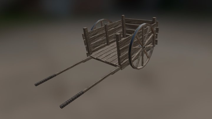 Wooden Cart 3D Model