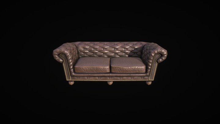 Tuft Leather Sofa 3D Model