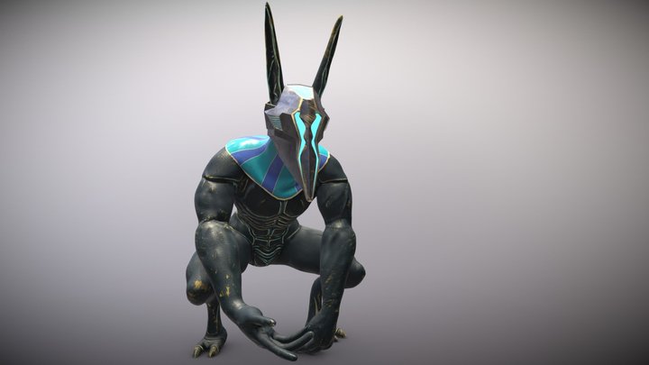 Anubis Statue and Sci-Fi Egyptian Temple 3D Model