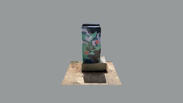 Street light junction box painted with mermaid 3D Model