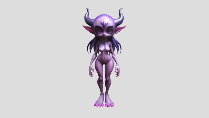 beautiful dark slime half-elf woman, 3D Model