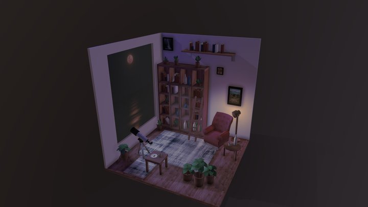 The Reading Room at Night Fall 3D Model