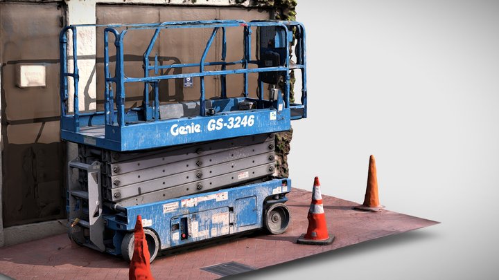 Scissor Lift, Blue and Speckled