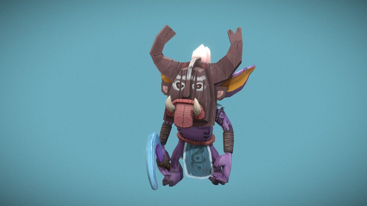 Handpainted Low poly Goblin with Dual Sickles 3D Model