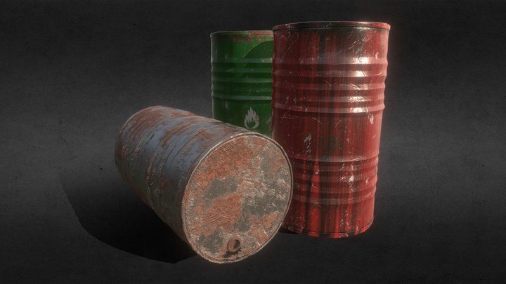 Oil Drums 3D Model