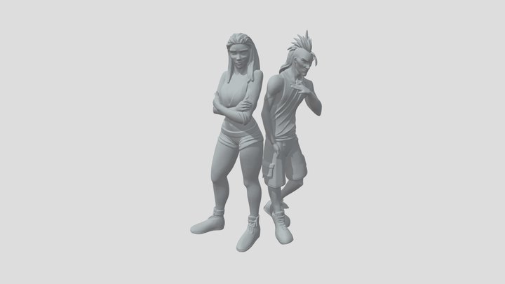 Blue and Yuree human form , sergals 3D Model