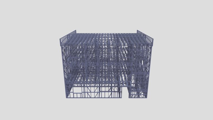 Steel structure for 3 level building 3D Model