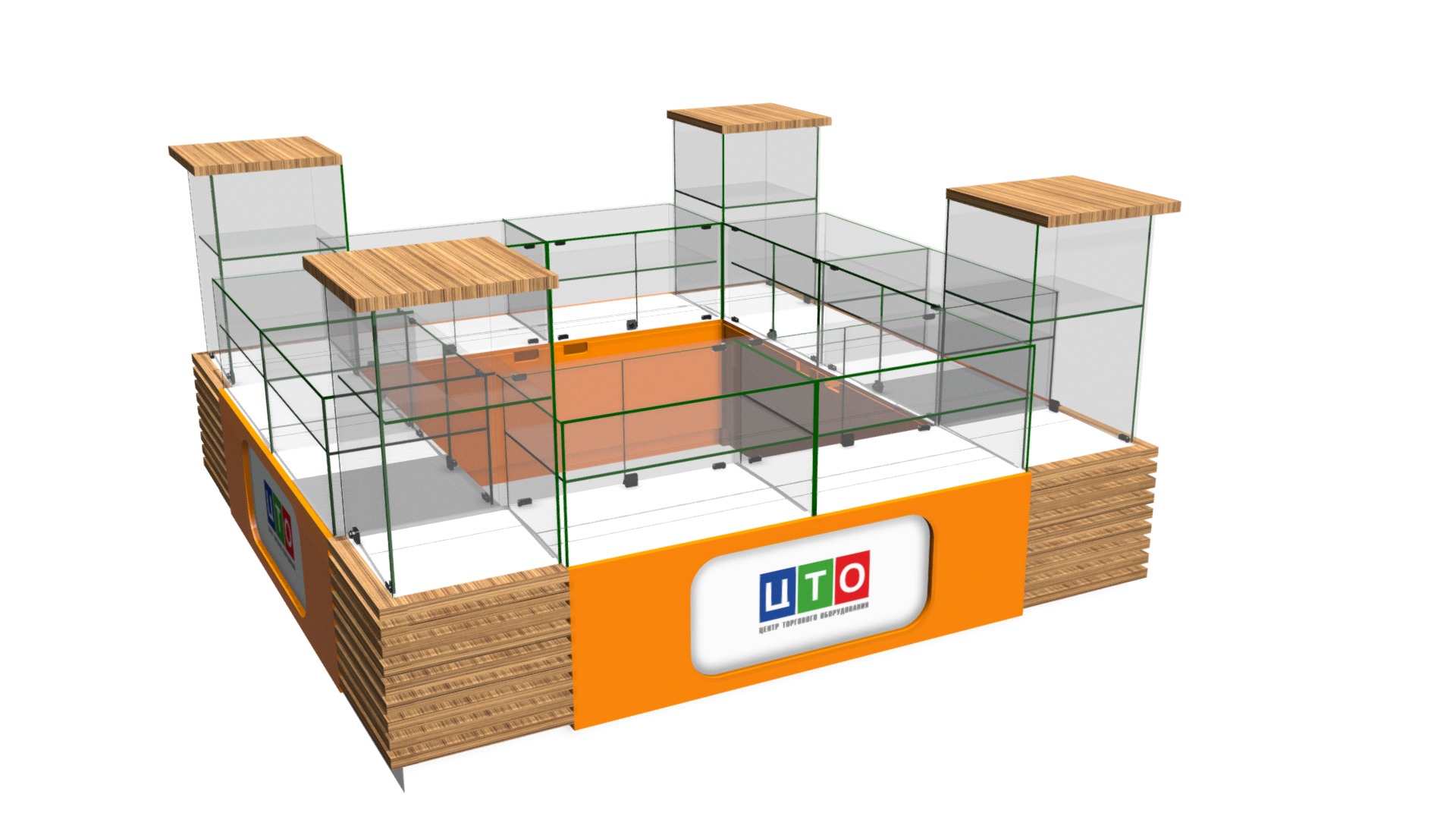 3D model kiosk - This is a 3D model of the kiosk. The 3D model is about a shopping cart with a sign.