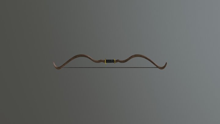 Wooden archery recurve bow - Low Poly 3D Model
