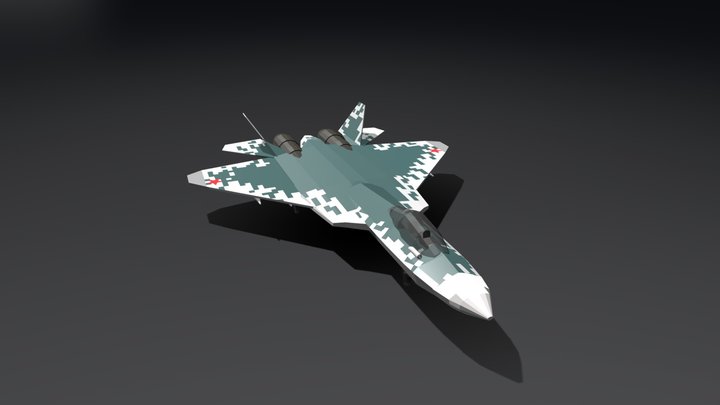 Low poly SU-57 3D Model