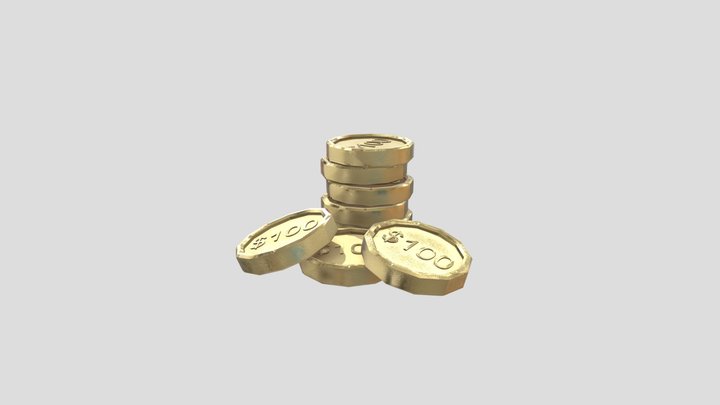 Low poly stack of coins 3D Model