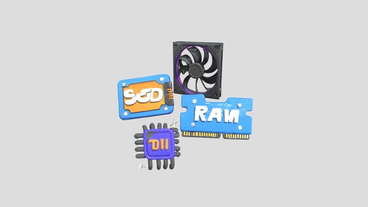 Computer Components Illustration 3D Model