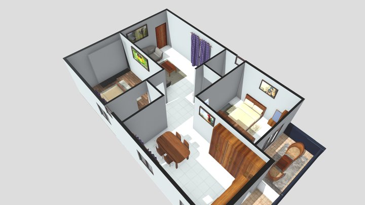 Flat 3d view Model House 3D Model