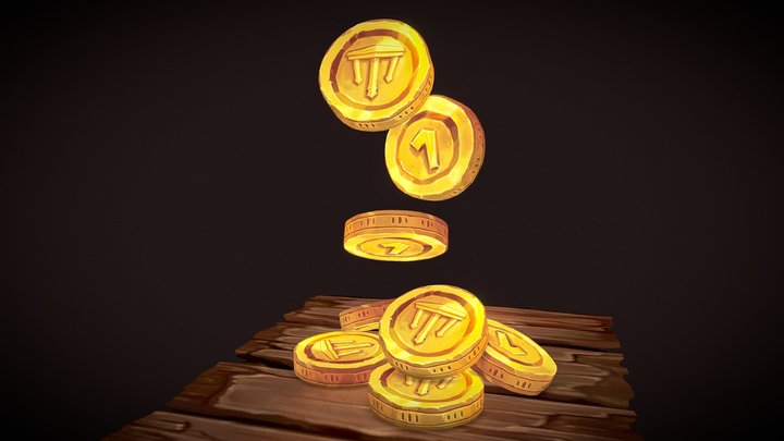 Gold coin (handpainted) 3D Model